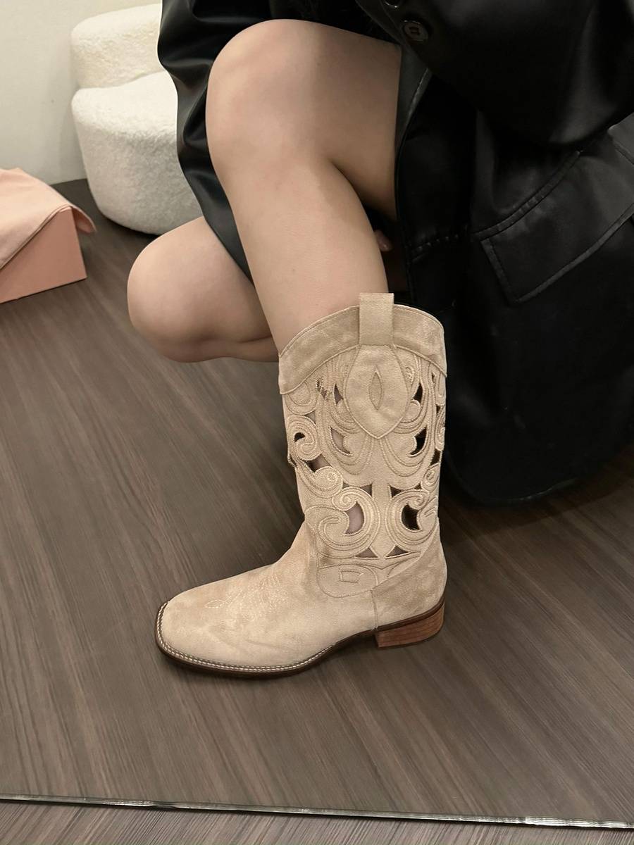 HONG KONG EMBROIDERY HEAD V, WESTERN COWBOY BOOTS, 2024 SUMMER