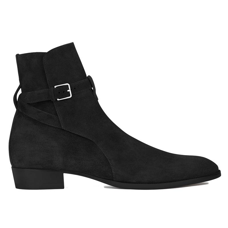 2024 Summer Europe and America CHELSEA BOOT Chelsea boots men's pointed leather fastener Martin boots men's tide