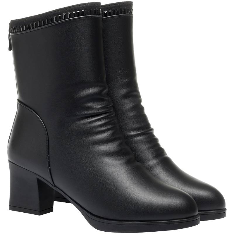 Mom in the middle of boots, shoes, autumn and winter 2024 new female cotton shoes, but knee boots, boots with velvet boots Martin boots