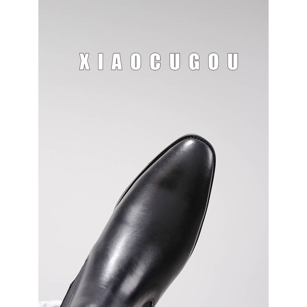 The head layer cowhide Chelsea boots male leather autumn and winter boots pointed British Martin boots men's high -top boots suit leather shoes