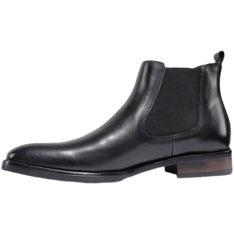 The head layer cowhide Chelsea boots male leather autumn and winter boots pointed British Martin boots men's high -top boots suit leather shoes