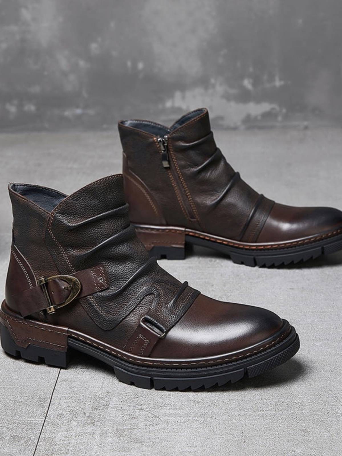 Locomotive boots men's leather boots British retro high -top Martin boots men's head layer cowhide Chelsea boots short boots