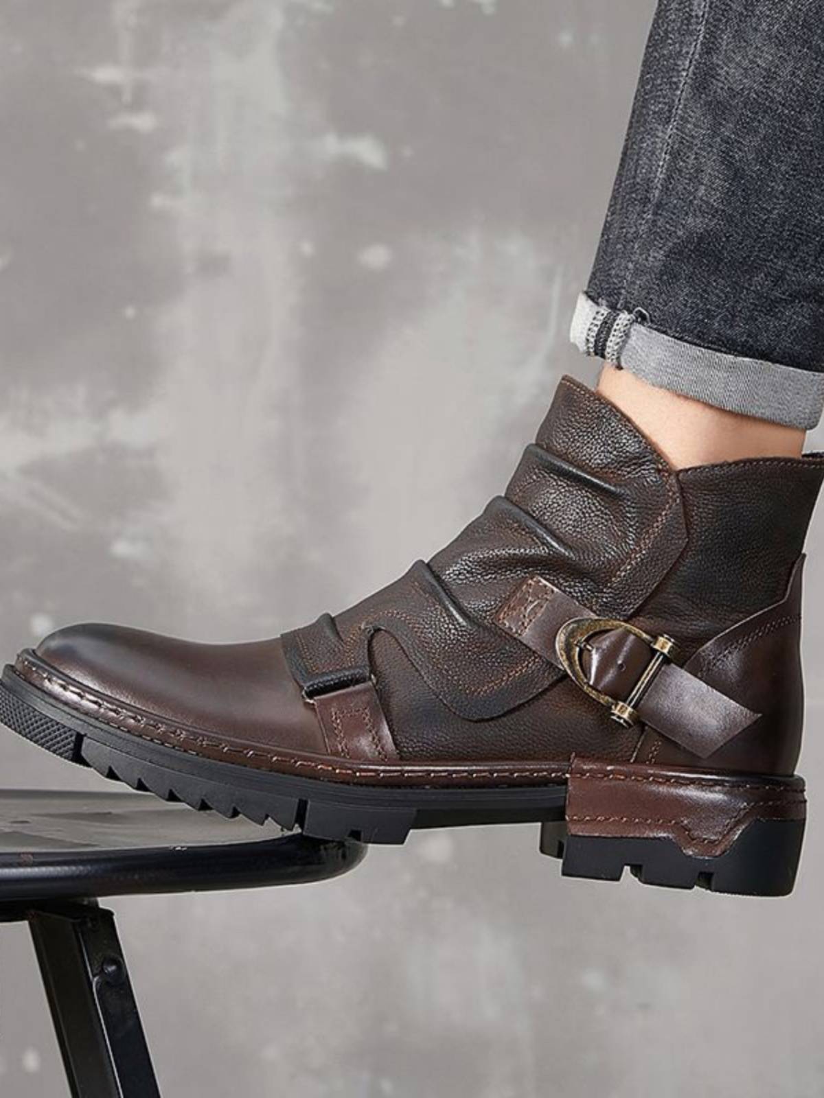 Locomotive boots men's leather boots British retro high -top Martin boots men's head layer cowhide Chelsea boots short boots