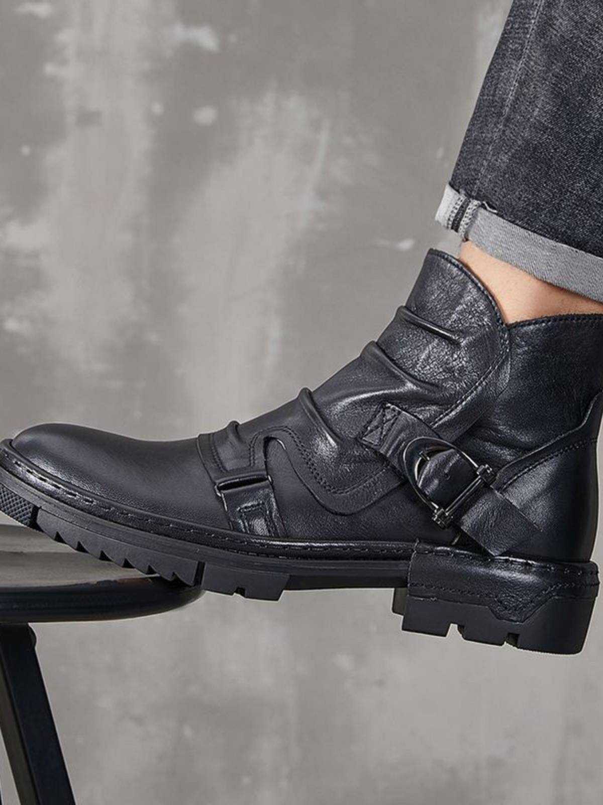 Locomotive boots men's leather boots British retro high -top Martin boots men's head layer cowhide Chelsea boots short boots