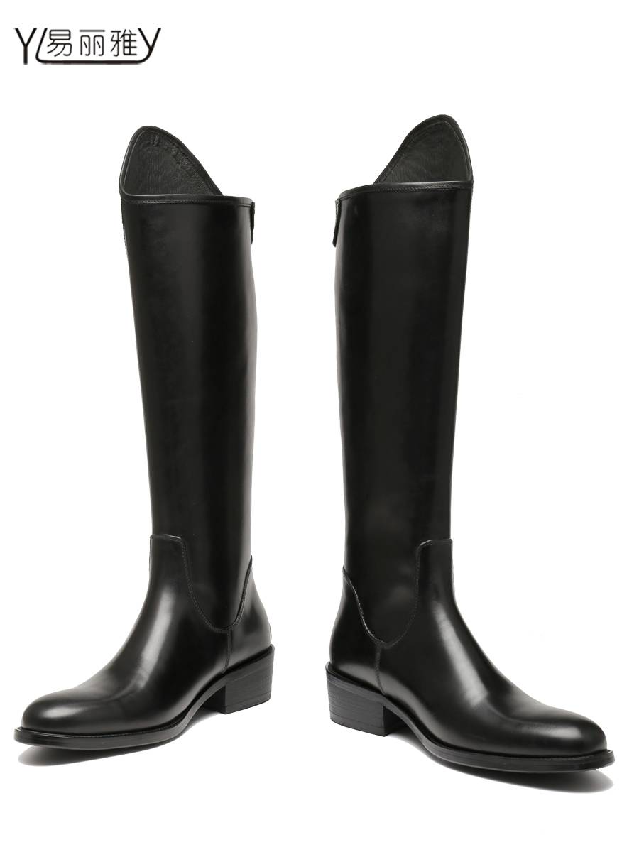 Cowhide Boots Polaries Western denim Retro Knight Boots High Boots High Boots Riding Training Boots Boots
