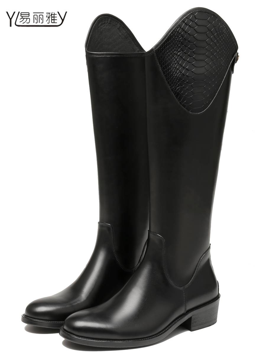 Cowhide Boots Polaries Western denim Retro Knight Boots High Boots High Boots Riding Training Boots Boots