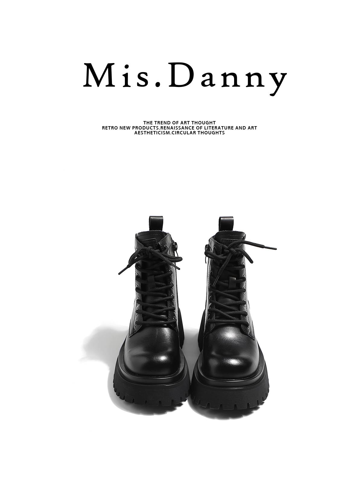 Eloping with love ~ Four seasons can wear 6cm thick -bottom Martin boots children 2024 summer spring and autumn single boots British boots