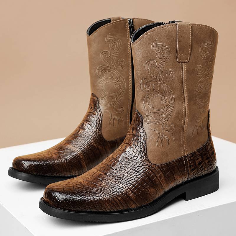 Templim Martin Boots Male British Western Cowboy Towel Boots Side Zipper Cherry Boots Mongolian Riding Boots High Pork