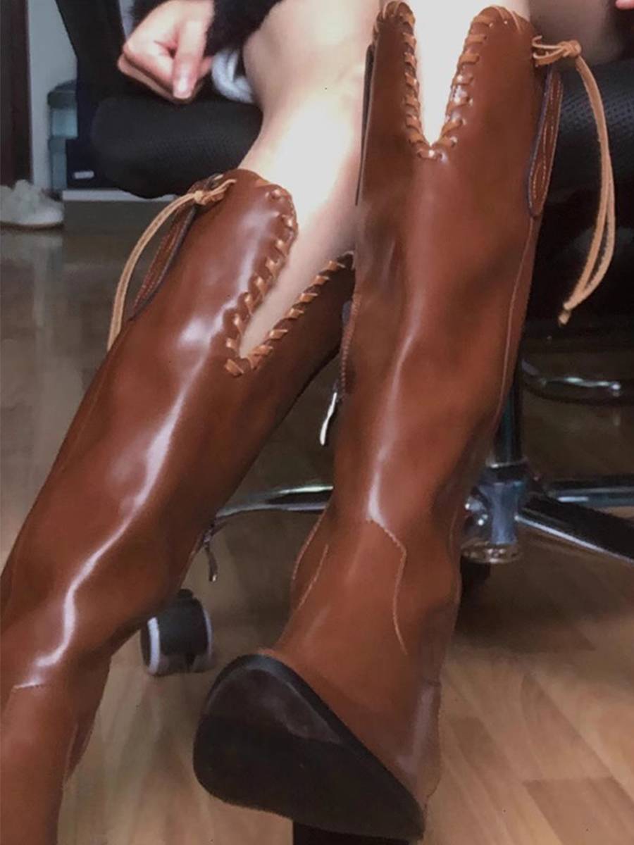 Cater version!Western denim boots summer 2023 new European and American style retro pointed pointed pointed brown long cylinder knight boots thick heels