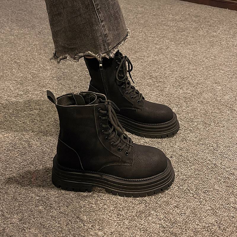 Thick Martin boots female 2024 new summer and autumn retro boots British wind locomotive boots in western denim worker boots