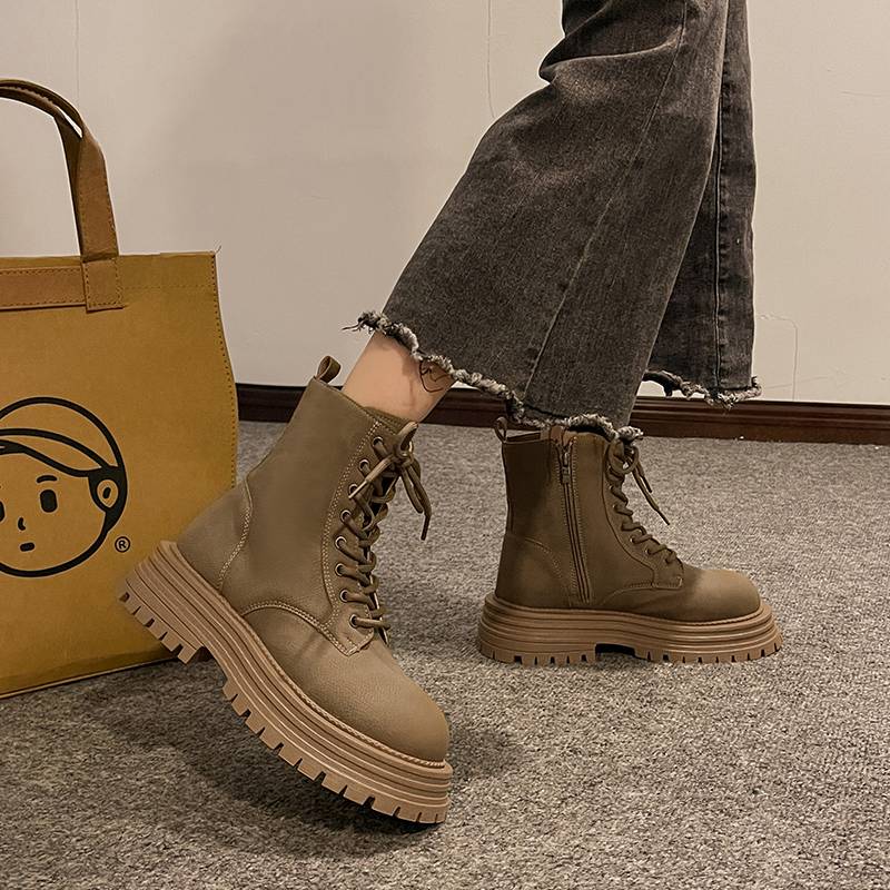 Thick Martin boots female 2024 new summer and autumn retro boots British wind locomotive boots in western denim worker boots