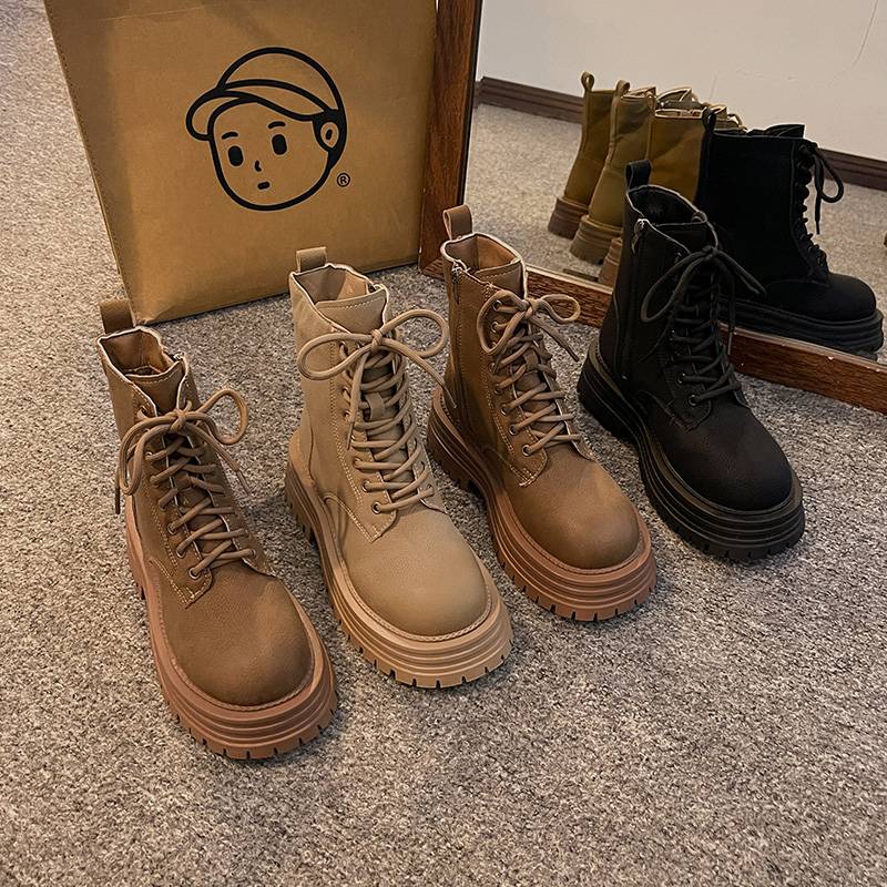 Thick Martin boots female 2024 new summer and autumn retro boots British wind locomotive boots in western denim worker boots