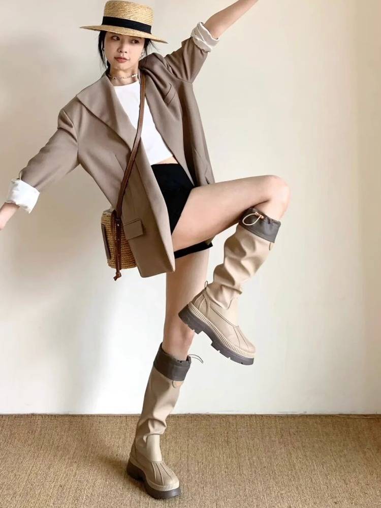 Cater version!Anti -slip water shoe outdoor rain boots high -psionic boots thick sole long boots female summer thin boots