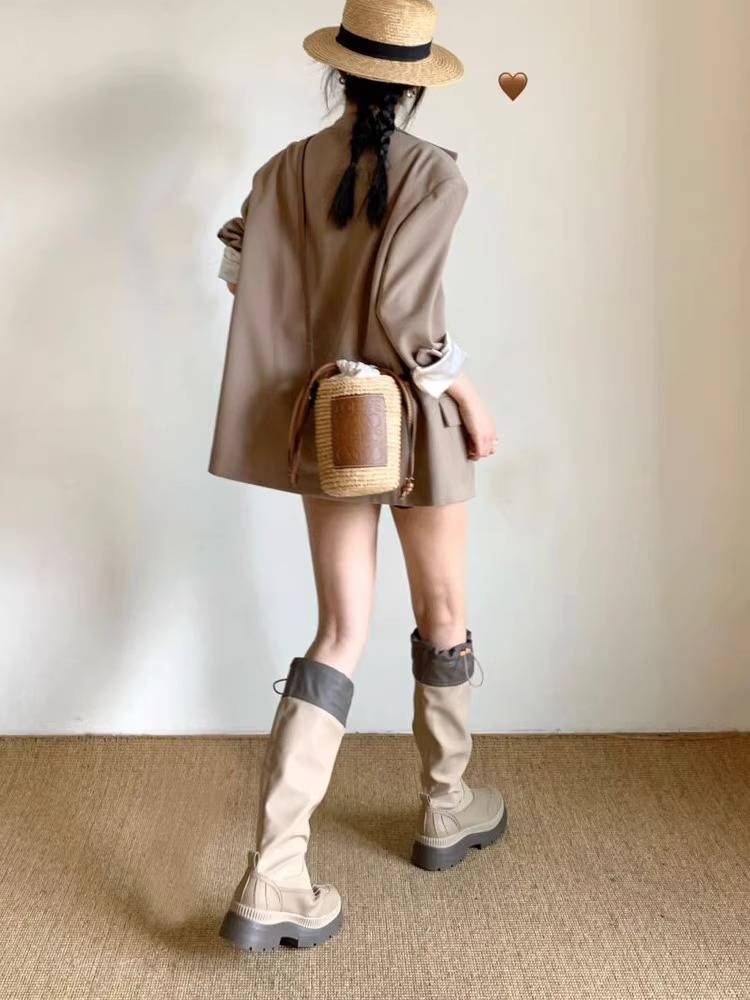 Cater version!Anti -slip water shoe outdoor rain boots high -psionic boots thick sole long boots female summer thin boots