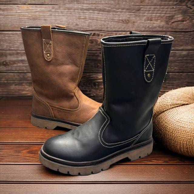 Leather high -pipe Mongolian boots cowhide men's boots trend motorcycle boots retro Martin boots breathable workers boots knight boots