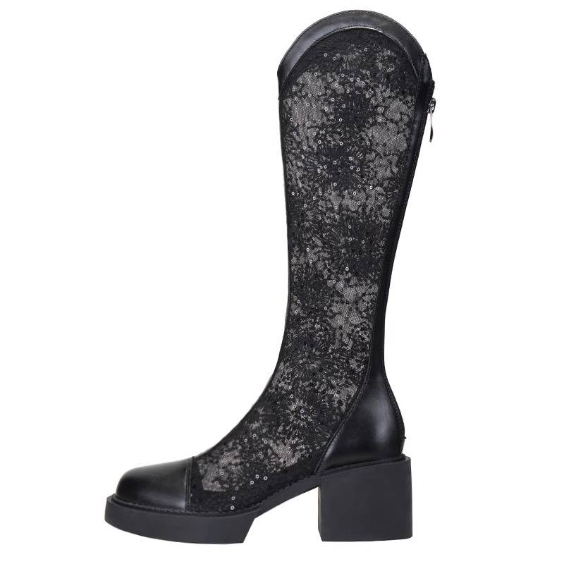 GUIDI FAME Long Tingle Martin Boots Female 2023 New Summer Thin Bone Boots Row Hollow Cavaliers Boots