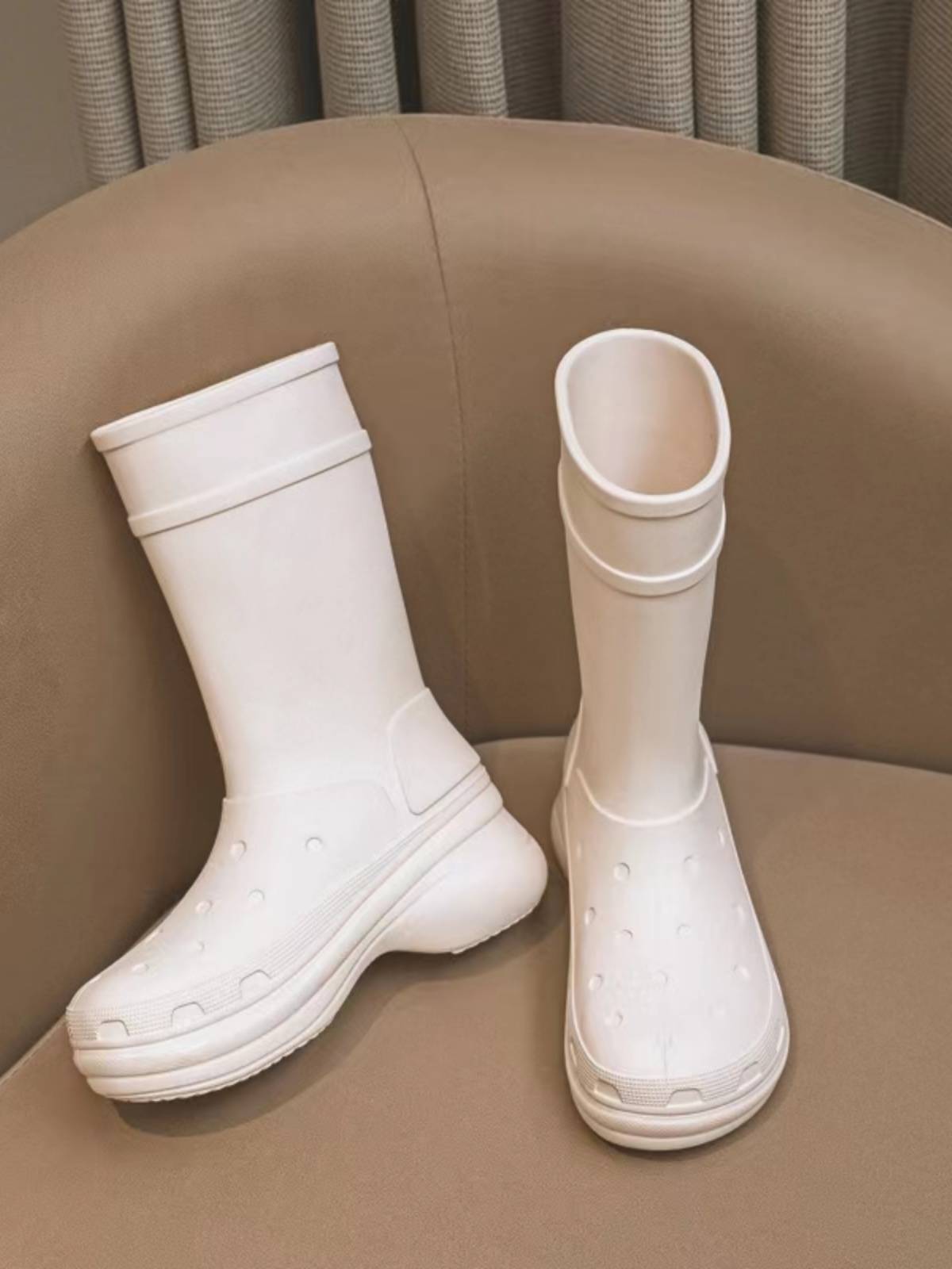 Bellefib Hole Radies High Boots Boots Anti -Sky Boots Female Autumn Boots Outdoor Mountaineering Thick Rain Raper Boots