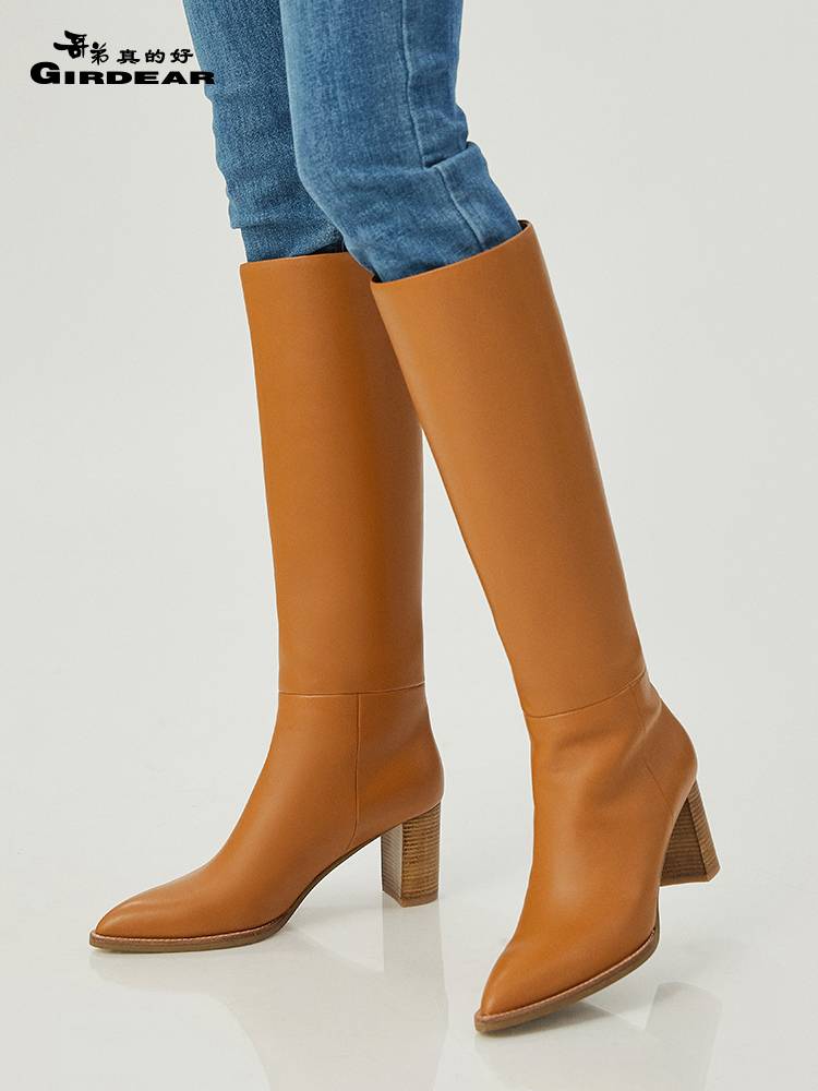 Brother is really good women's shoes autumn and winter leather, but knee boots fashion modern British style horse boots AX15204