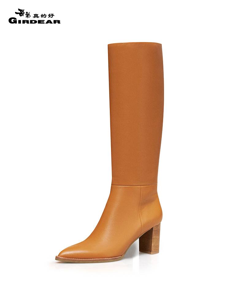 Brother is really good women's shoes autumn and winter leather, but knee boots fashion modern British style horse boots AX15204