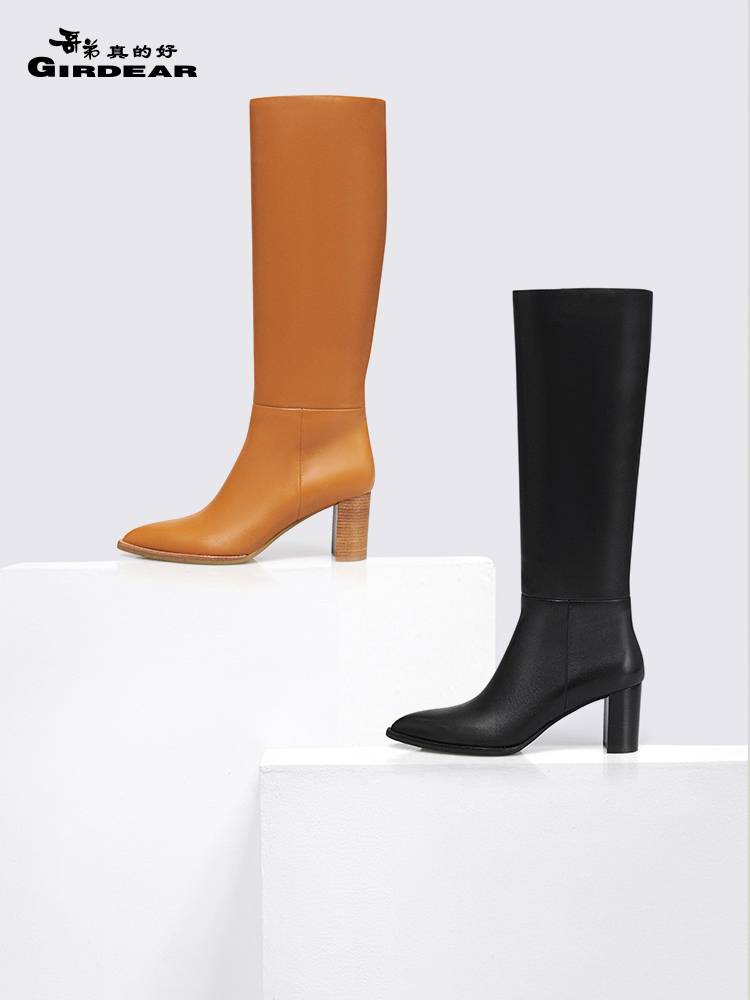Brother is really good women's shoes autumn and winter leather, but knee boots fashion modern British style horse boots AX15204