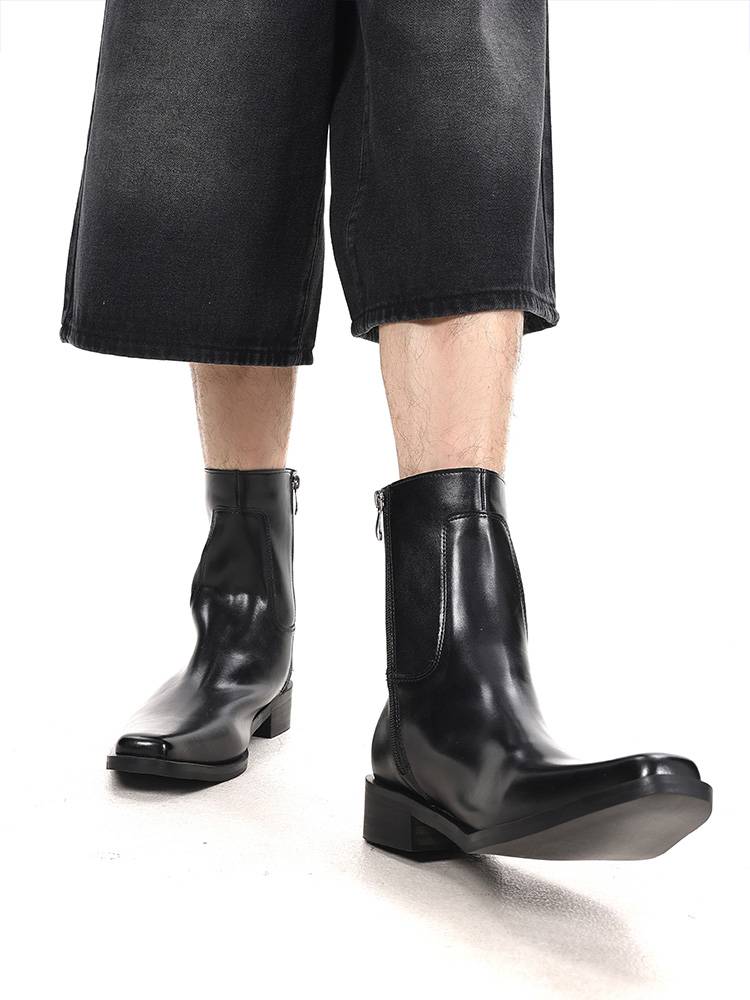 European and American winter cheelsea Boot Chelsea boots female pointed head -headed head -head boots British Martin boots men's tide