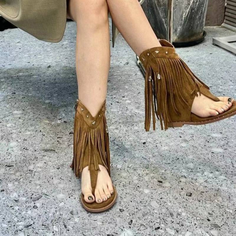 Western design sensor Fluton Short Tube Western Boot 2024 Summer Said Spring Spring Spring Side Zipper Template Human Character Lord Boot Flat