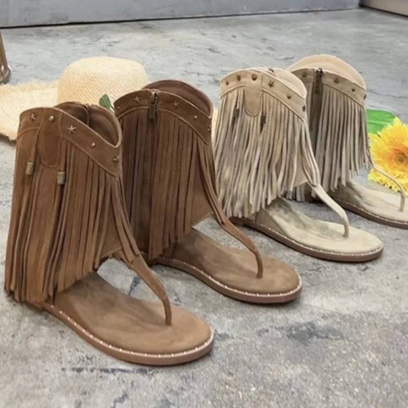 Western design sensor Fluton Short Tube Western Boot 2024 Summer Said Spring Spring Spring Side Zipper Template Human Character Lord Boot Flat
