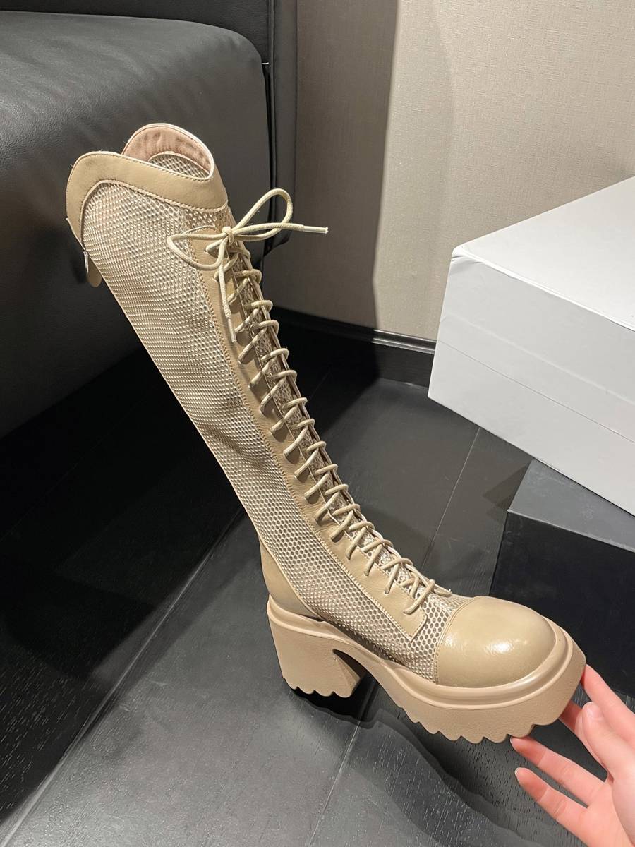 Net yarn high boots women in summer thin hollow boots mesh super high -heeled knight boots, but knee long tube Martin boots