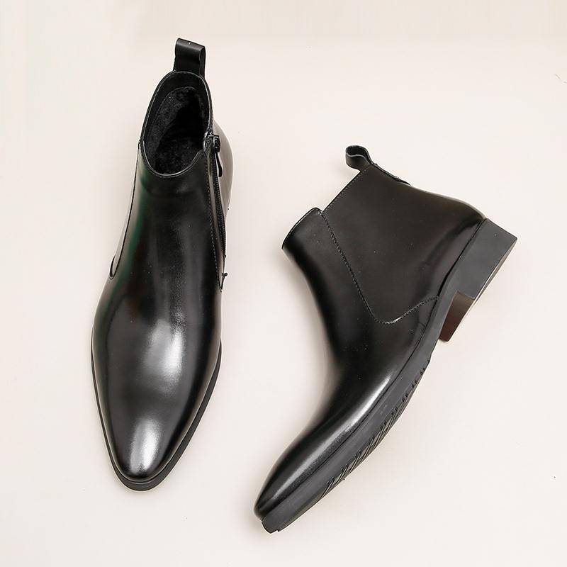 Templimal boots, pointed British leather shoes male snake pattern ziperci boots patent leather high -top cowhide Martin boots