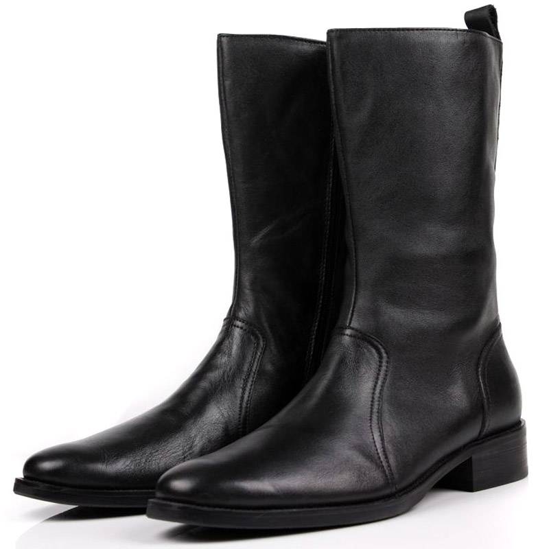 British Four Seasons Middle boots men's handsome leather boots horse boots, leather zipper boots, ceremonial leather high horseproot boots