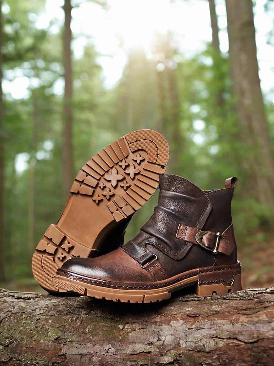 2024 Shinchichels boots men's short boots handmade British retro leather locomotive Martin boots men's thick bottom zipper zipper