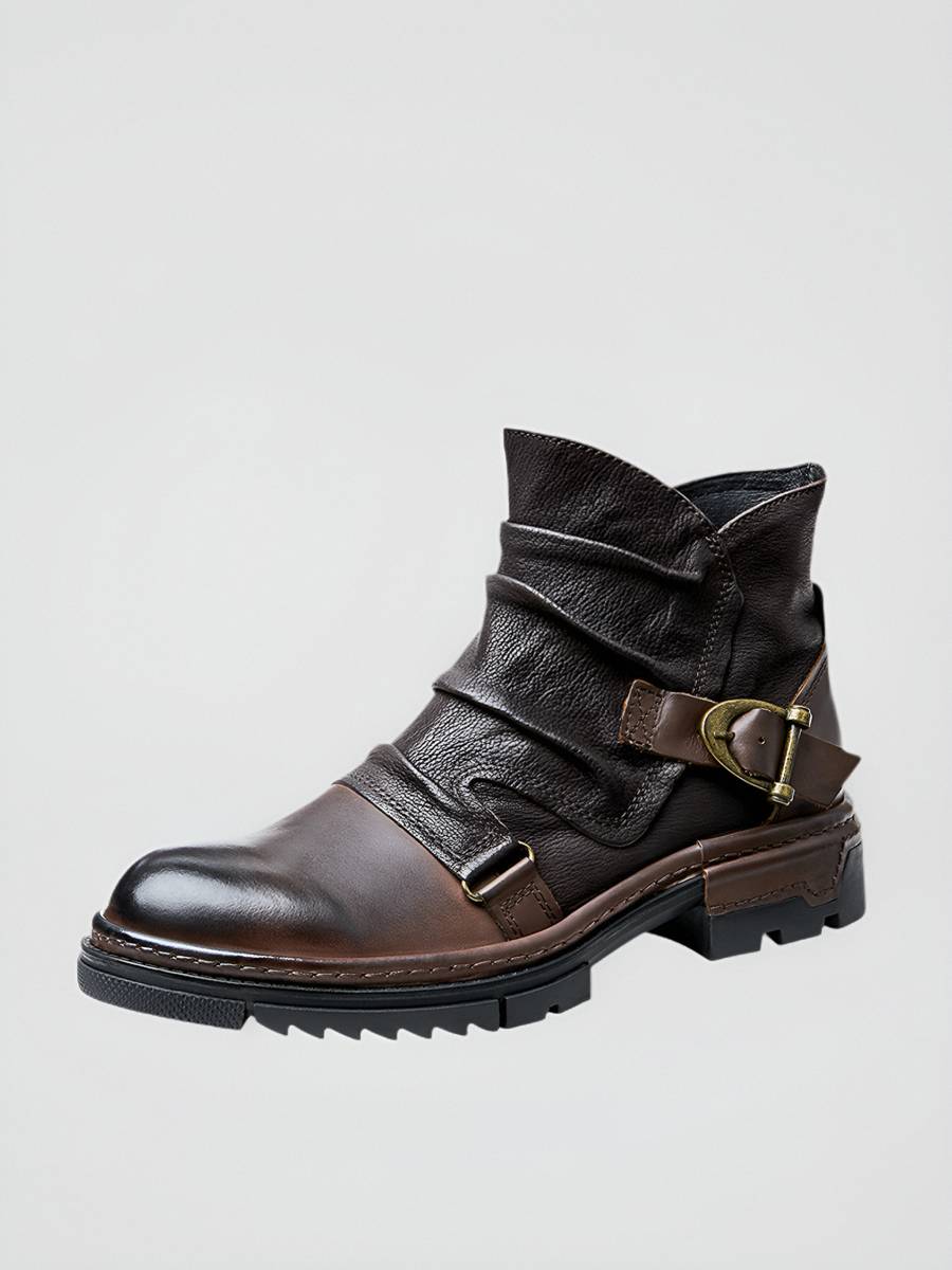 2024 Shinchichels boots men's short boots handmade British retro leather locomotive Martin boots men's thick bottom zipper zipper