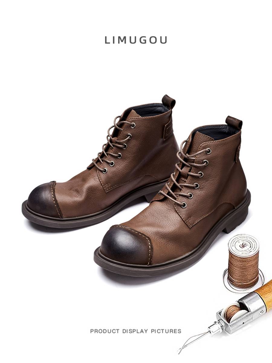 Martin Boots Man Retrospected Leather Shoes Summer Short Boots Man Soft Boots Zip