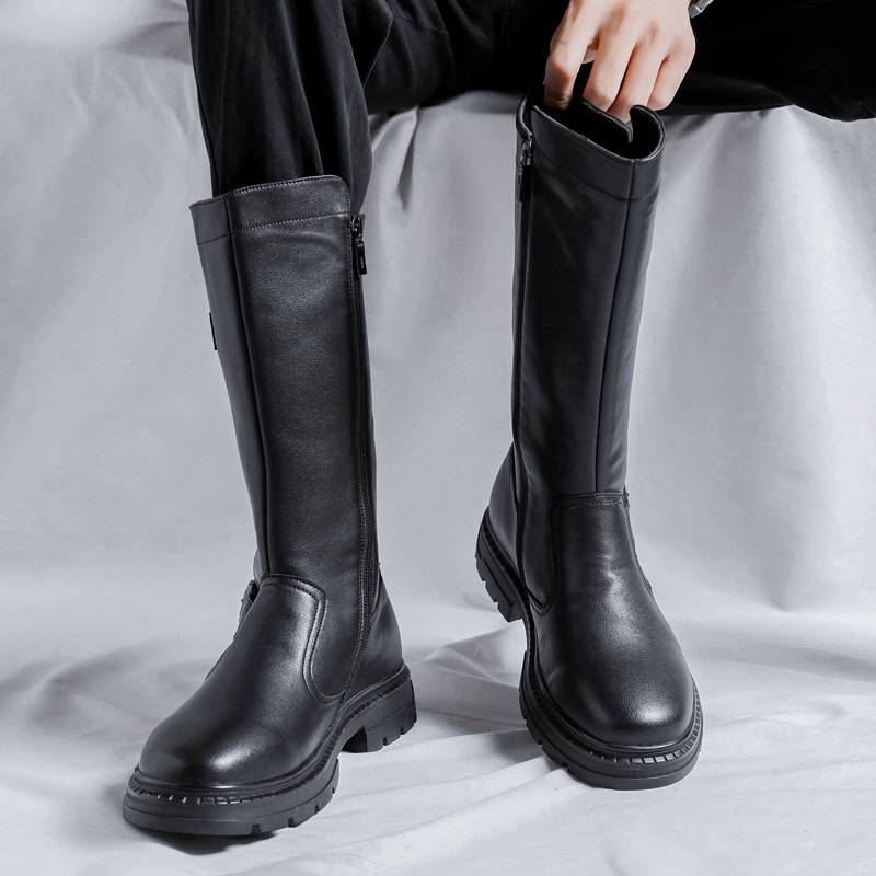 Templim Martin Boot Men's High Boots Boots Winter Trend Men's thick sole long boots British cowhide knight boots