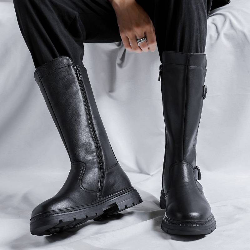 Templim Martin Boot Men's High Boots Boots Winter Trend Men's thick sole long boots British cowhide knight boots
