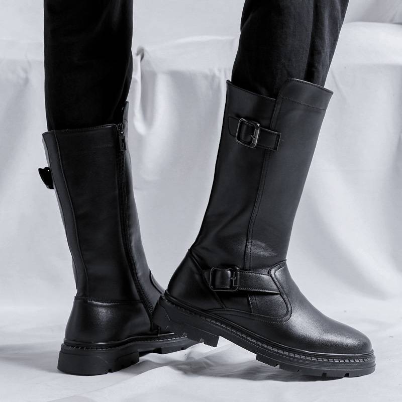 Templim Martin Boot Men's High Boots Boots Winter Trend Men's thick sole long boots British cowhide knight boots