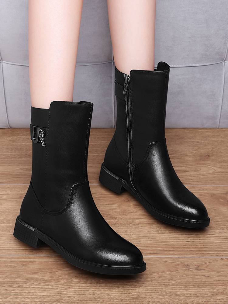 Rich Bird Boot Boot Boots Women's Boot Boots Platform and Warm Plel Warm Smile Skin Leather Spring and Autumn Person Spring and Autumn