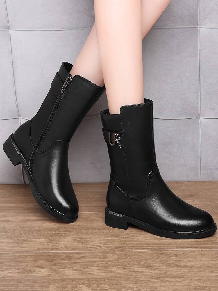 Rich Bird Boot Boot Boots Women's Boot Boots Platform and Warm Plel Warm Smile Skin Leather Spring and Autumn Person Spring and Autumn