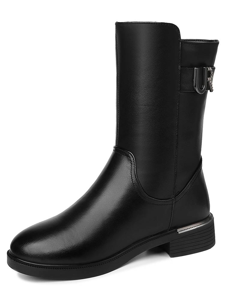 Rich Bird Boot Boot Boots Women's Boot Boots Platform and Warm Plel Warm Smile Skin Leather Spring and Autumn Person Spring and Autumn