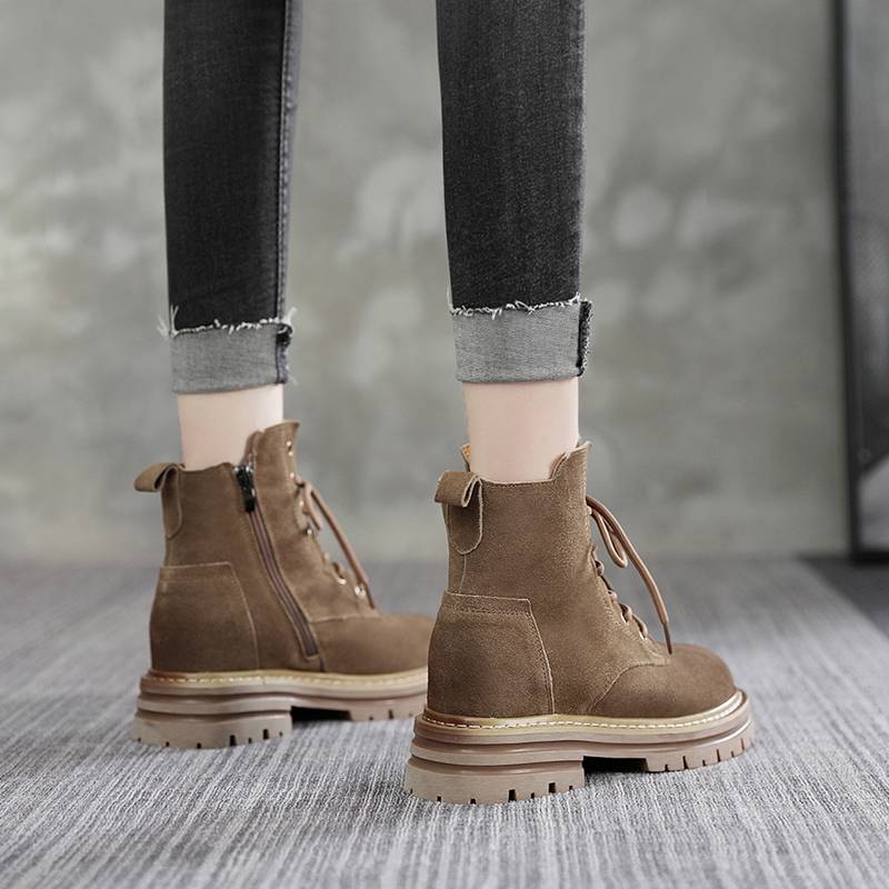 Inner increase Martin boots female 2024 new spring and summer dermis and air -breathable locomotive mountaineering desert boots thick bottom short boots female