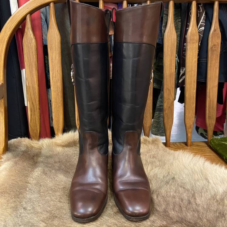 35 yards of Italian production Ferragam0 color -colored cowhide high -pipe high -knight horse boots
