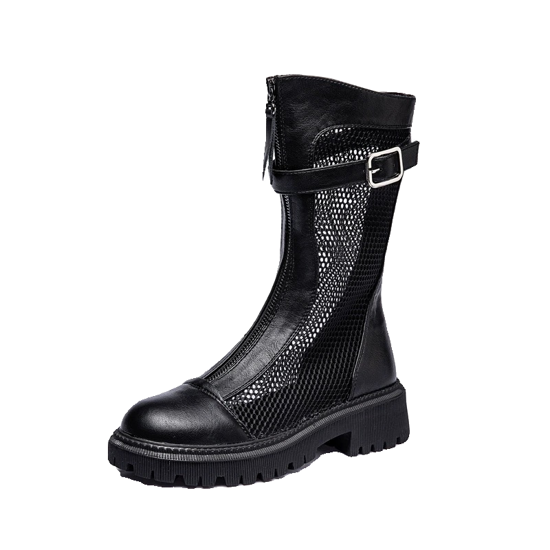 Yierkang hollow Martin boots female summer thin 2024 new mesh air -breathable boots leather boots and lace boots