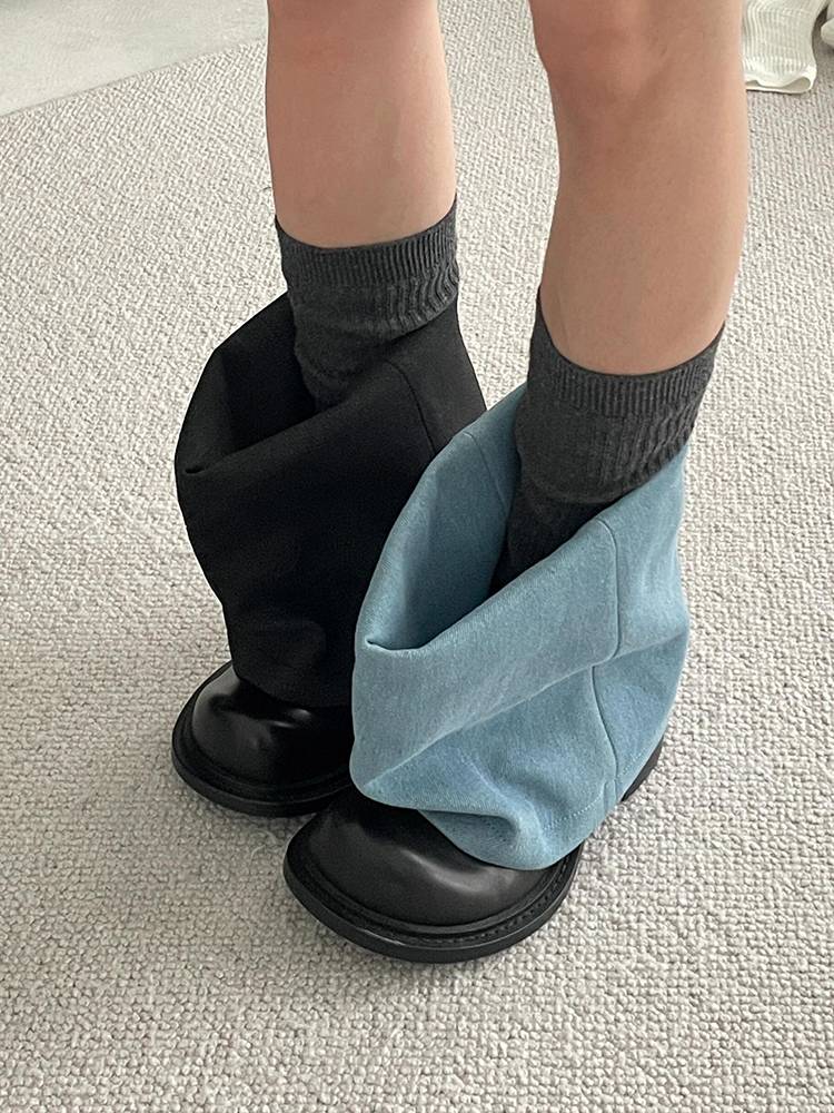 Genuine Leather!IntersectionBlack denim Western trousers short boots 2024 new British thin thick heel pile Martin boots