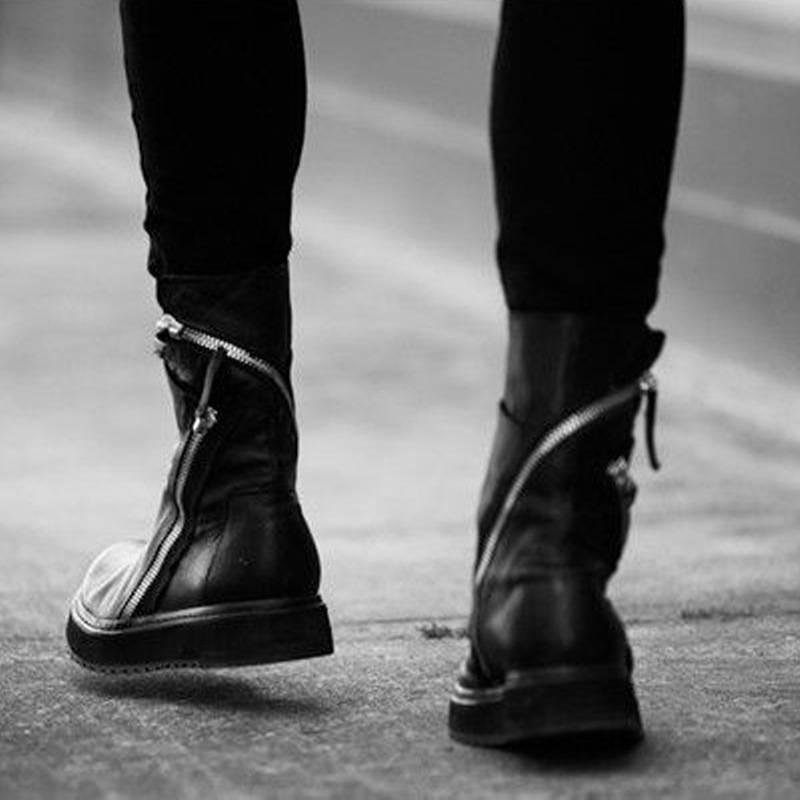 Men's boots, Korean version of the trendy Martin boots men's leather boots in winter warm stools, leather boots of leather boots