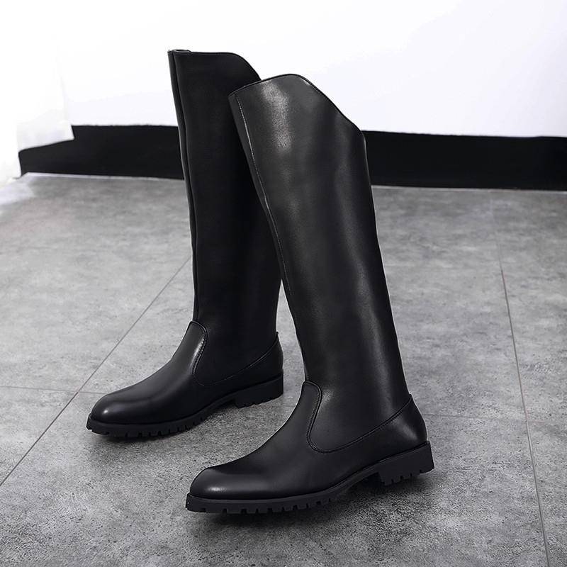 Summer boots men's over -the -knee high -top boot, denim january boots, men's leather boots, British long tube Martin boots breathable