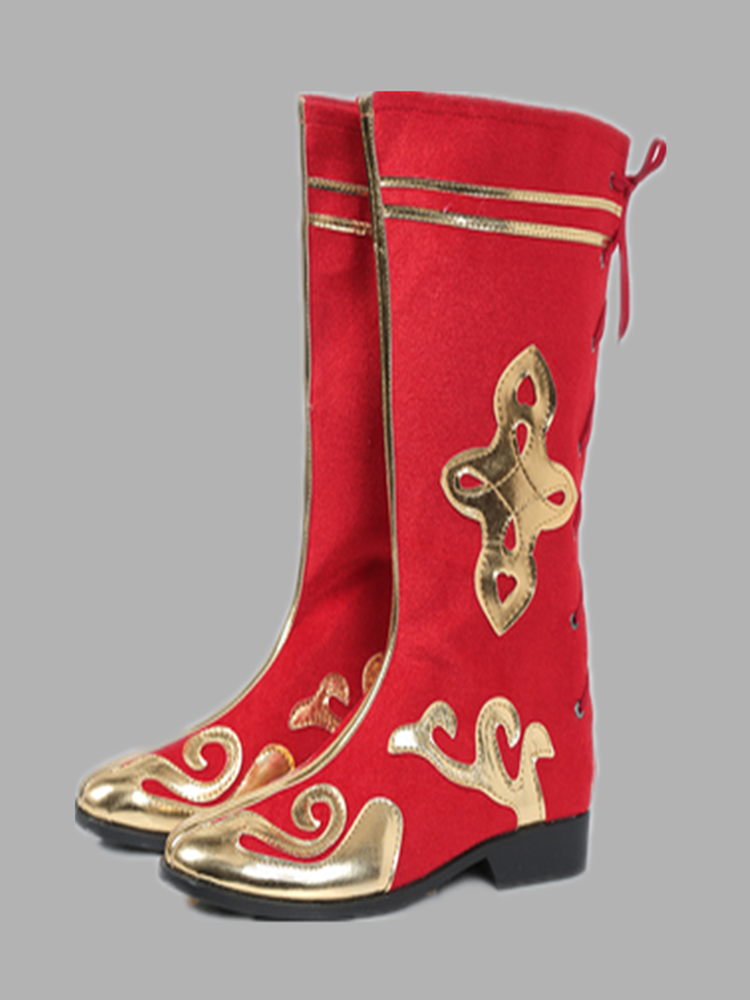 Tibetan dance boots with a few tweezers, Mongolian black-laced men's shoes on the national stage