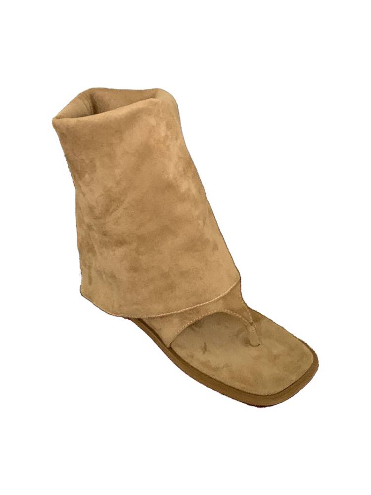 Retro niche incremental clip -toe sandpiece 2024 new velvet pile boots fold pants pants boots Roman shoes sandals