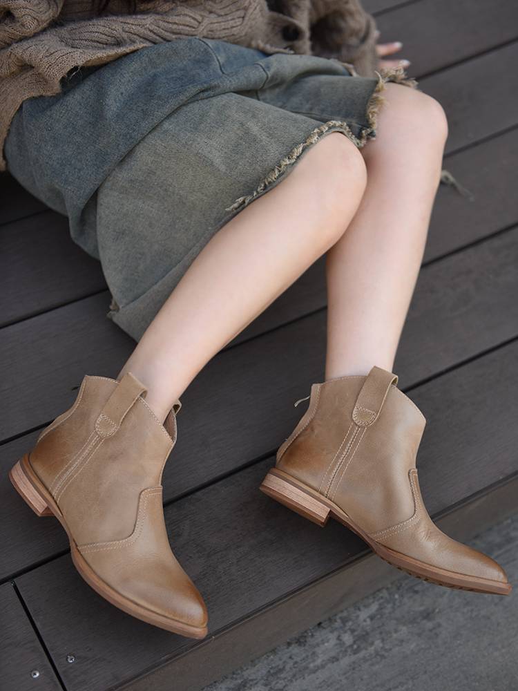Artmu original British style small horse boots new pointed short boots female Martin boots in western denim boots