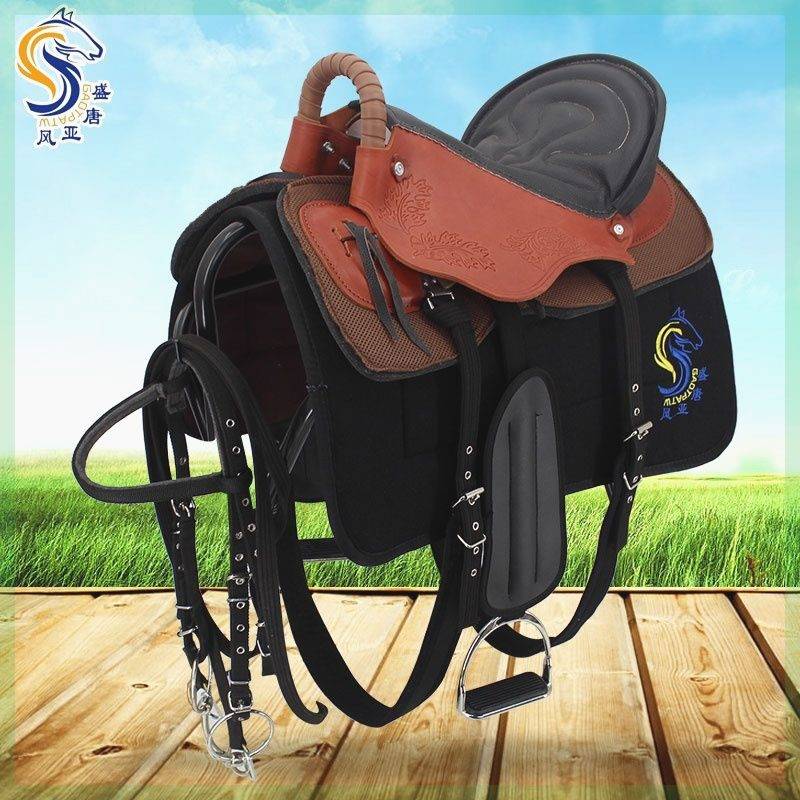 A horse's saddle with horse's gear and a horse's saddle with oxen and a horse's saddle