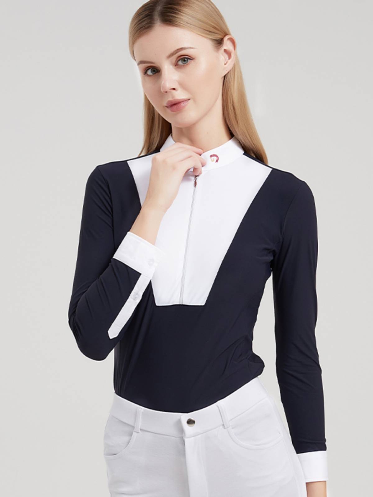 QUICK-DRY T-SHIRTS, LONG-SLEEVED WOMEN RIDING POLO SHIRTS, TRAINING IN WHITE RACING COSTUMES
